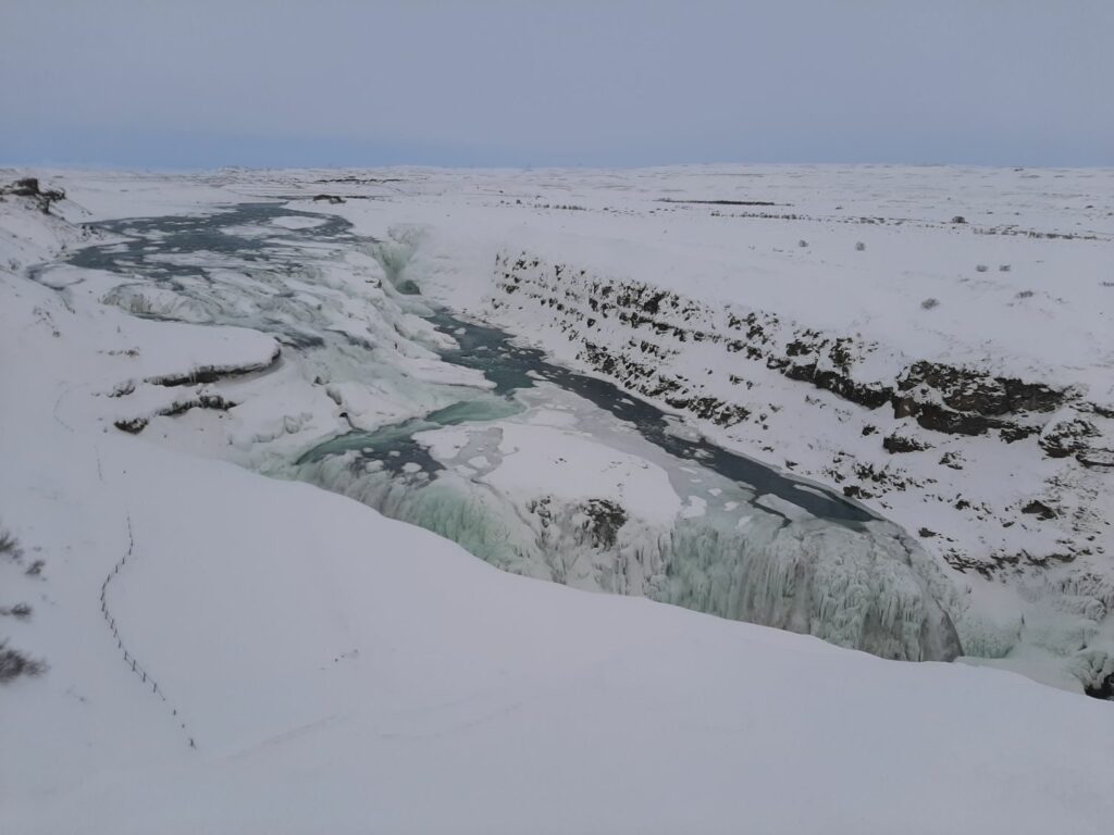 Cascade de Gullfoss en hiver.