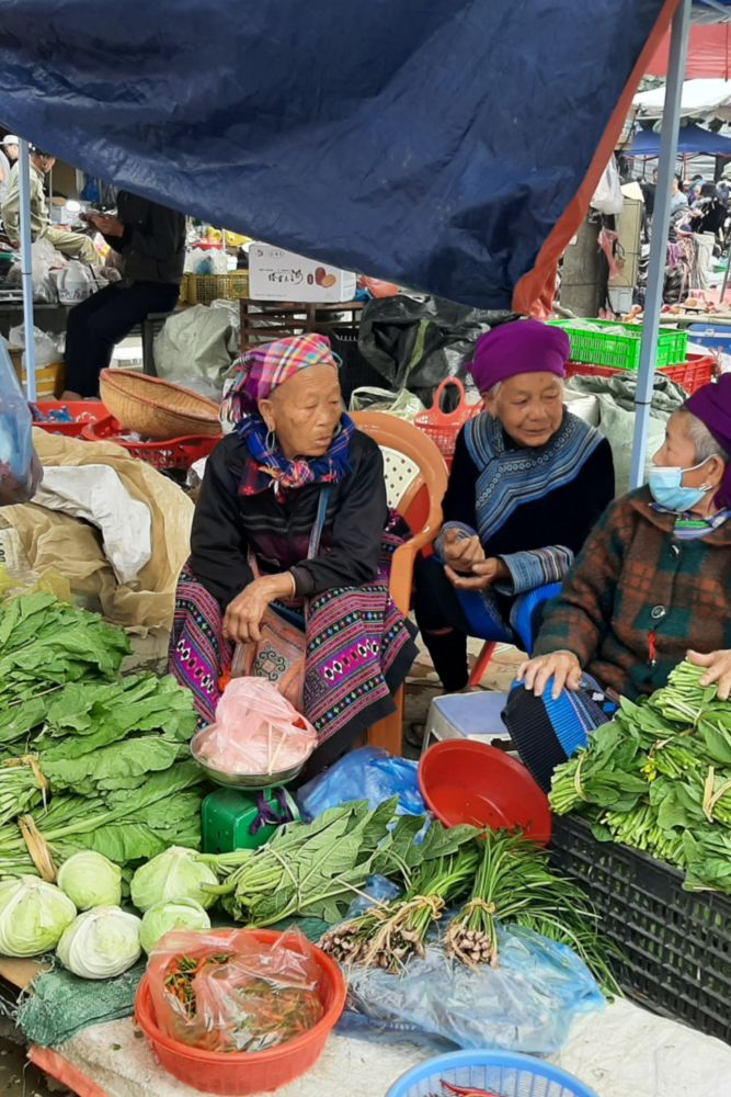 Minorités ethniques sur le marché dans la région de Sapa.