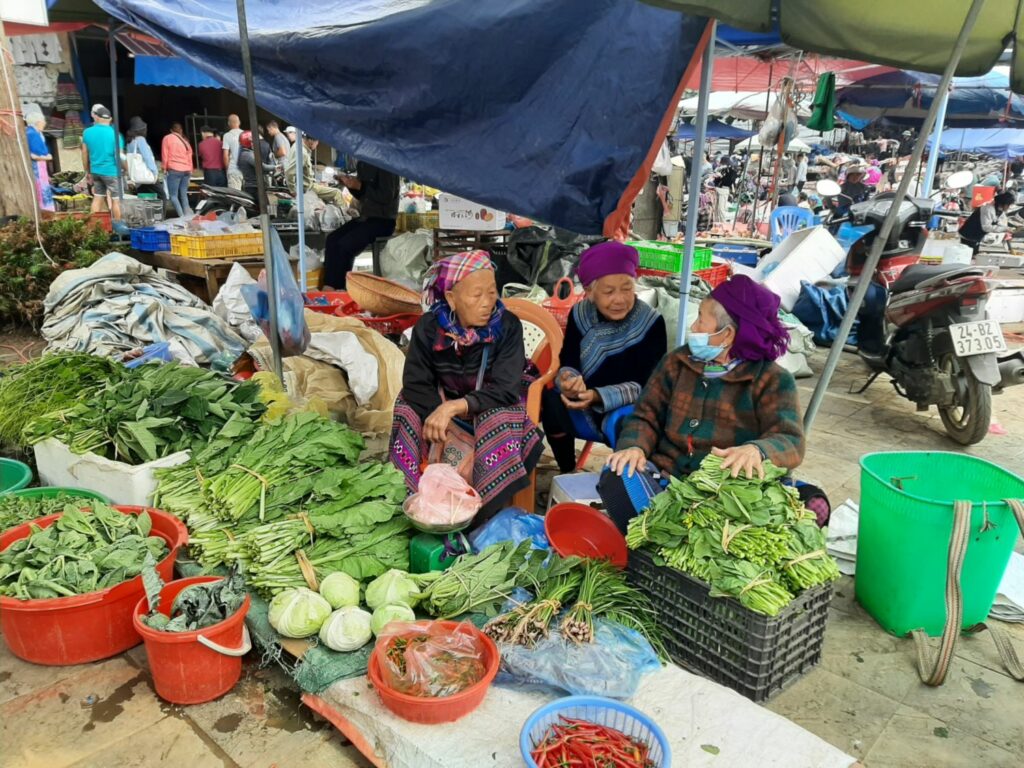 Minorités ethniques sur le marché dans la région de Sapa.